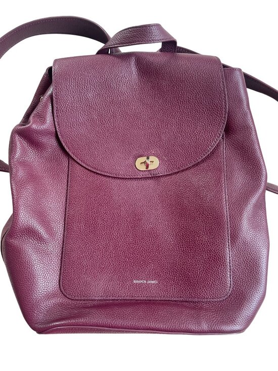 Draper James 100% Leather Pebbled Textured Lined Backpack Preppy Plum Purple main image 4